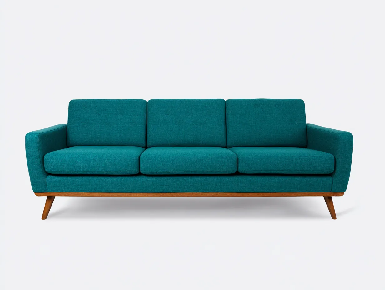 3-Sitzer Sofa Stoff 215 x 85 x 80 cm - petrolblau - für Wohnzimmer - modern mit Holzfüßen-Narialanest