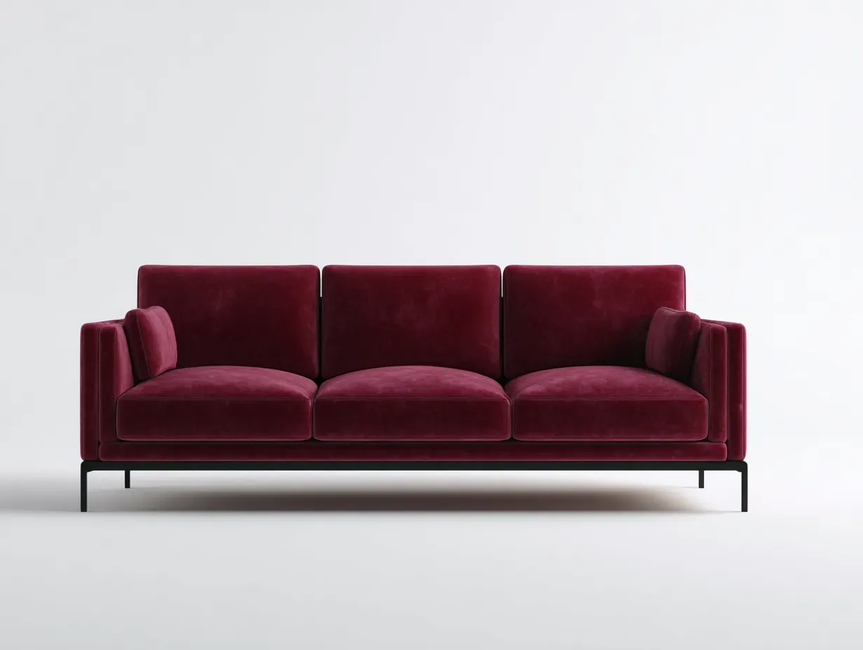 3-Sitzer Sofa Samt 224 x 90 x 82cm - bordeauxrot - für Wohnzimmer - modern mit Metallrahmen-Narialanest