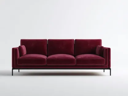 3-Sitzer Sofa Samt 224 x 90 x 82cm - bordeauxrot - für Wohnzimmer - modern mit Metallrahmen-Narialanest