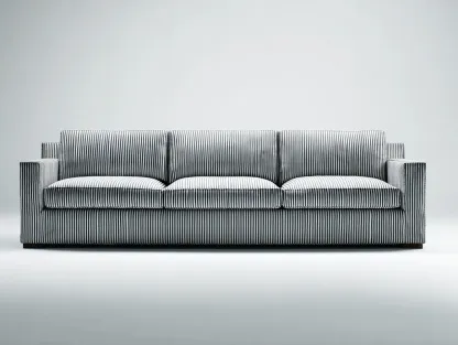 3-Sitzer Sofa Stoff 225 x 92 x 82cm - schwarz-weiß gestreift - für Wohnzimmer - modern mit Streifenmuster-Narialanest