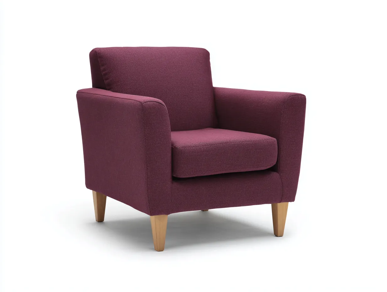 Sessel Stoff 73 x 76 x 79 cm - bordeauxrot - für Wohnzimmer - modern mit Armlehnen und Holzfüßen-Narialanest