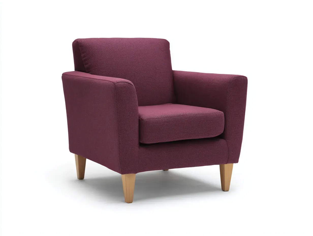 Sessel Stoff 73 x 76 x 79 cm - bordeauxrot - für Wohnzimmer - modern mit Armlehnen und Holzfüßen-Narialanest