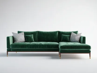 Ecksofa Samt 265 x 160 x 82cm - dunkelgrün - für Wohnzimmer - modern mit Chaiselongue und Holzfüßen-Narialanest