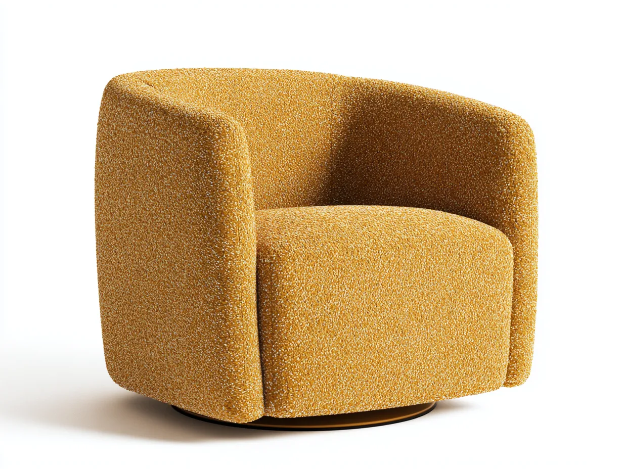 Sessel Bouclé Stoff 75 x 78 x 76 cm - senfgelb - für Wohnzimmer - modern kompakt mit Armlehnen-Narialanest