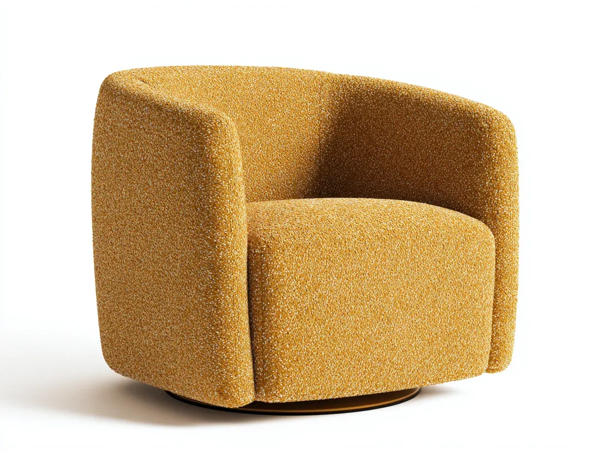 Sessel Bouclé Stoff 75 x 78 x 76 cm - senfgelb - für Wohnzimmer - modern kompakt mit Armlehnen-Narialanest