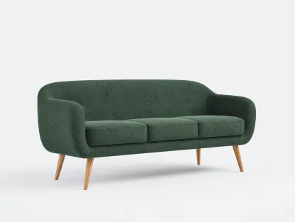 3-Sitzer Sofa Stoff 205 x 87 x 83 cm - dunkelgrün - für Wohnzimmer - modern abgerundet mit Holzfüßen-Narialanest