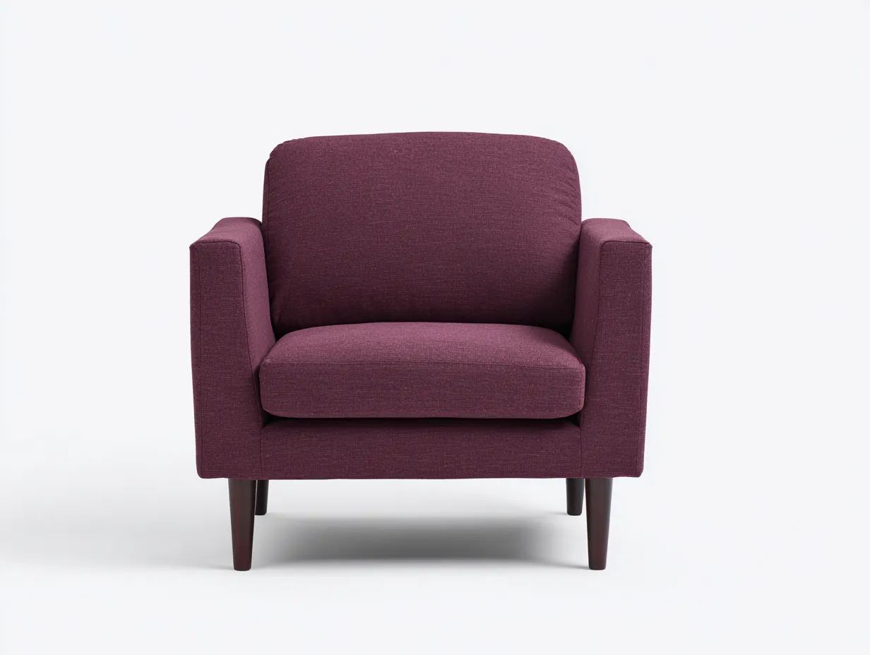 Sessel Stoff 74 x 78 x 80 cm - bordeauxrot - für Wohnzimmer - modern mit Armlehnen und Holzfüßen-Narialanest