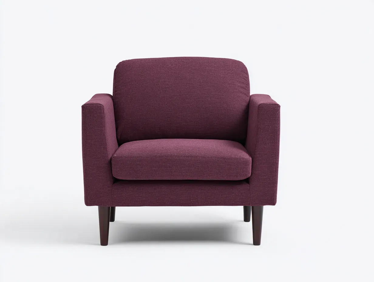 Sessel Stoff 74 x 78 x 80 cm - bordeauxrot - für Wohnzimmer - modern mit Armlehnen und Holzfüßen-Narialanest