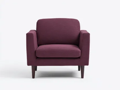 Sessel Stoff 74 x 78 x 80 cm - bordeauxrot - für Wohnzimmer - modern mit Armlehnen und Holzfüßen-Narialanest