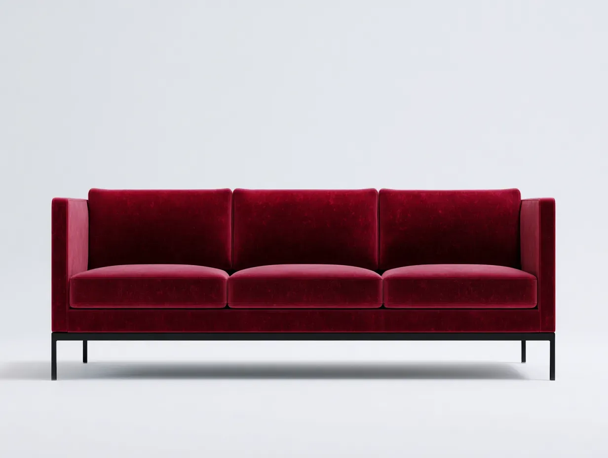 3-Sitzer Sofa Samt 225 x 88 x 80 cm - dunkelrot - für Wohnzimmer - modern minimalistisch mit Metallrahmen-Narialanest