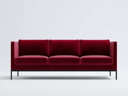 3-Sitzer Sofa Samt 225 x 88 x 80 cm - dunkelrot - für Wohnzimmer - modern minimalistisch mit Metallrahmen-Narialanest