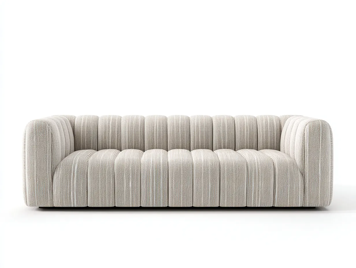 3-Sitzer Sofa Stoff 218 x 94 x 80 cm - cremeweiß - für Wohnzimmer - modern gepolstert mit vertikaler Struktur-Narialanest