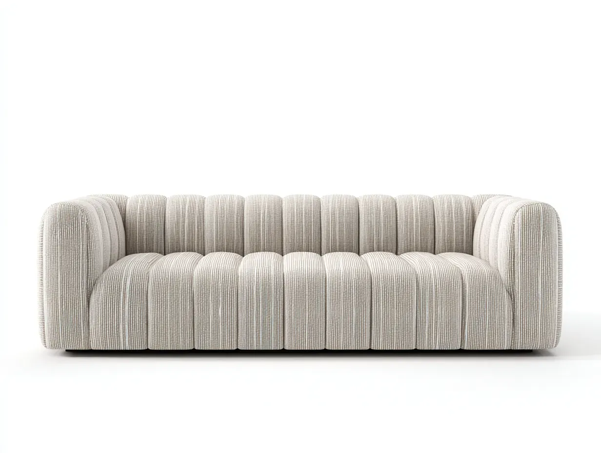 3-Sitzer Sofa Stoff 218 x 94 x 80 cm - cremeweiß - für Wohnzimmer - modern gepolstert mit vertikaler Struktur-Narialanest