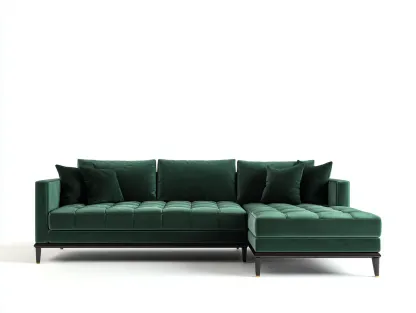 Ecksofa Samt 270 x 165 x 82 cm - dunkelgrün - für Wohnzimmer - modern mit Chaiselongue und Holzfüßen-Narialanest