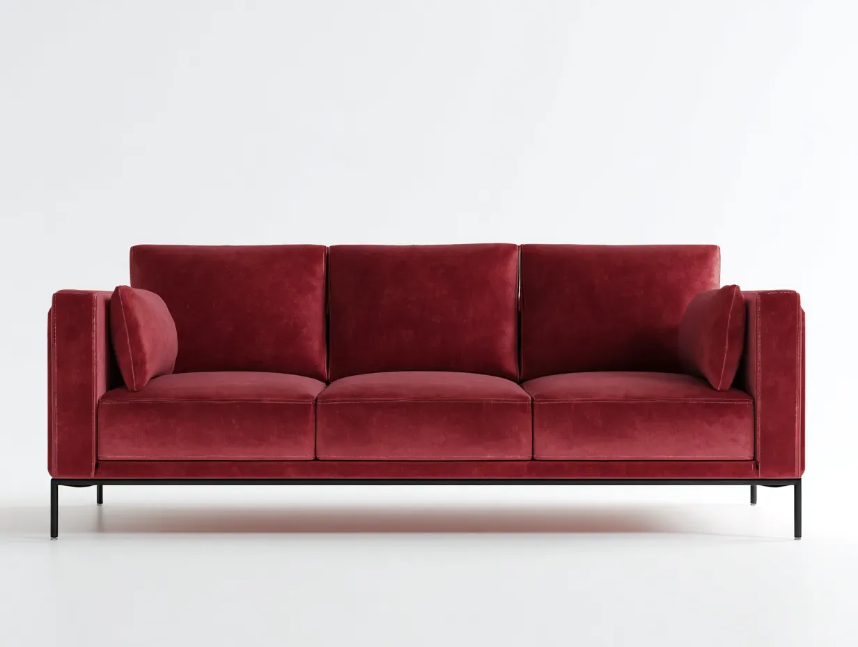 3-Sitzer Sofa Samt 222 x 92 x 82 cm - dunkelrot - für Wohnzimmer - modern mit Metallfüßen-Narialanest