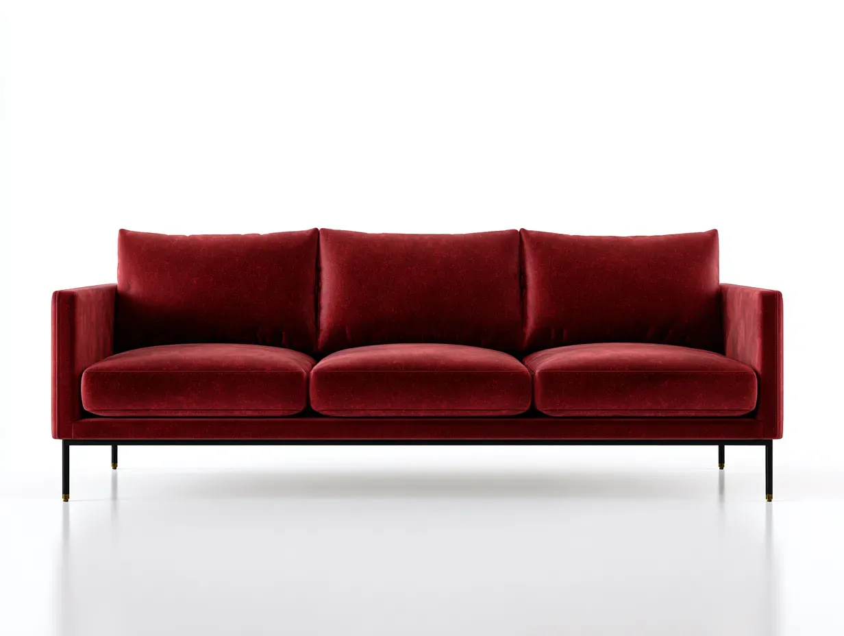 3-Sitzer Sofa Samt 220 x 90 x 82 cm - dunkelrot - für Wohnzimmer - modern mit Metallfüßen-Narialanest