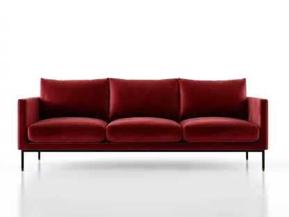 3-Sitzer Sofa Samt 220 x 90 x 82 cm - dunkelrot - für Wohnzimmer - modern mit Metallfüßen-Narialanest