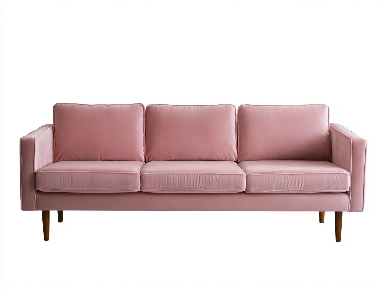 3-Sitzer Sofa Samt 218 x 89 x 84 cm - rosa - für Wohnzimmer - modern mit Holzfüßen-Narialanest