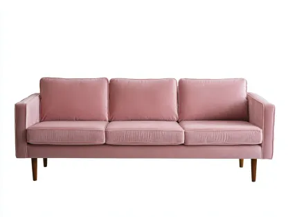 3-Sitzer Sofa Samt 218 x 89 x 84 cm - rosa - für Wohnzimmer - modern mit Holzfüßen-Narialanest
