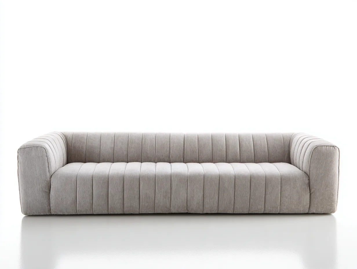 3-Sitzer Sofa Stoff 220 x 95 x 78 cm - hellgrau - für Wohnzimmer - modern gepolstert mit vertikaler Steppung-Narialanest