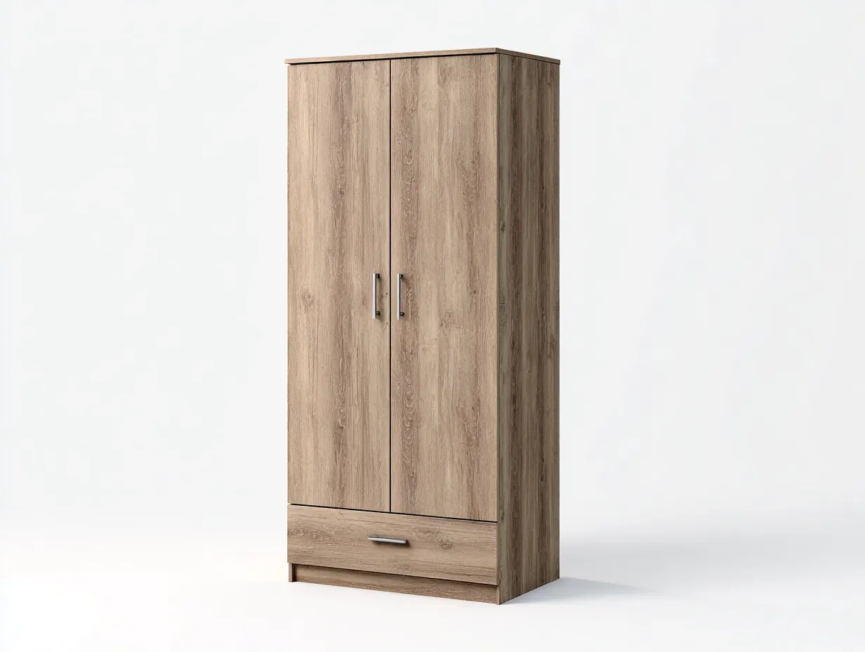 Kleiderschrank 120 x 52 x 190 cm - eichefarben - mit 2 Türen und 1 Schublade - für das Schlafzimmer - modern und funktional-Narialanest