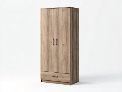 Kleiderschrank 120 x 52 x 190 cm - eichefarben - mit 2 Türen und 1 Schublade - für das Schlafzimmer - modern und funktional-Narialanest