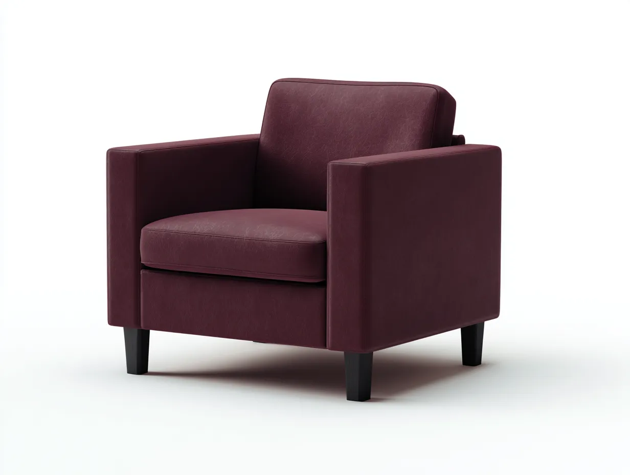 Sessel in Lederoptik 86 x 82 x 84 cm - bordeauxrot - für das Wohnzimmer - modern gepolstert mit kantigen Armlehnen-Narialanest