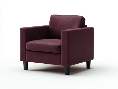 Sessel in Lederoptik 86 x 82 x 84 cm - bordeauxrot - für das Wohnzimmer - modern gepolstert mit kantigen Armlehnen-Narialanest