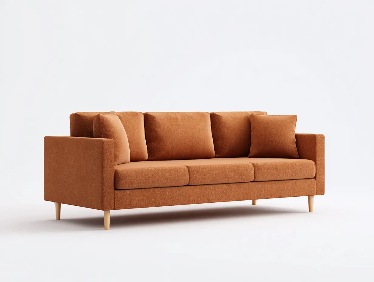 3-Sitzer Sofa Stoff 210 x 88 x 82cm - terrakottafarben - für Wohnzimmer - skandinavisch mit Holzfüßen-Narialanest