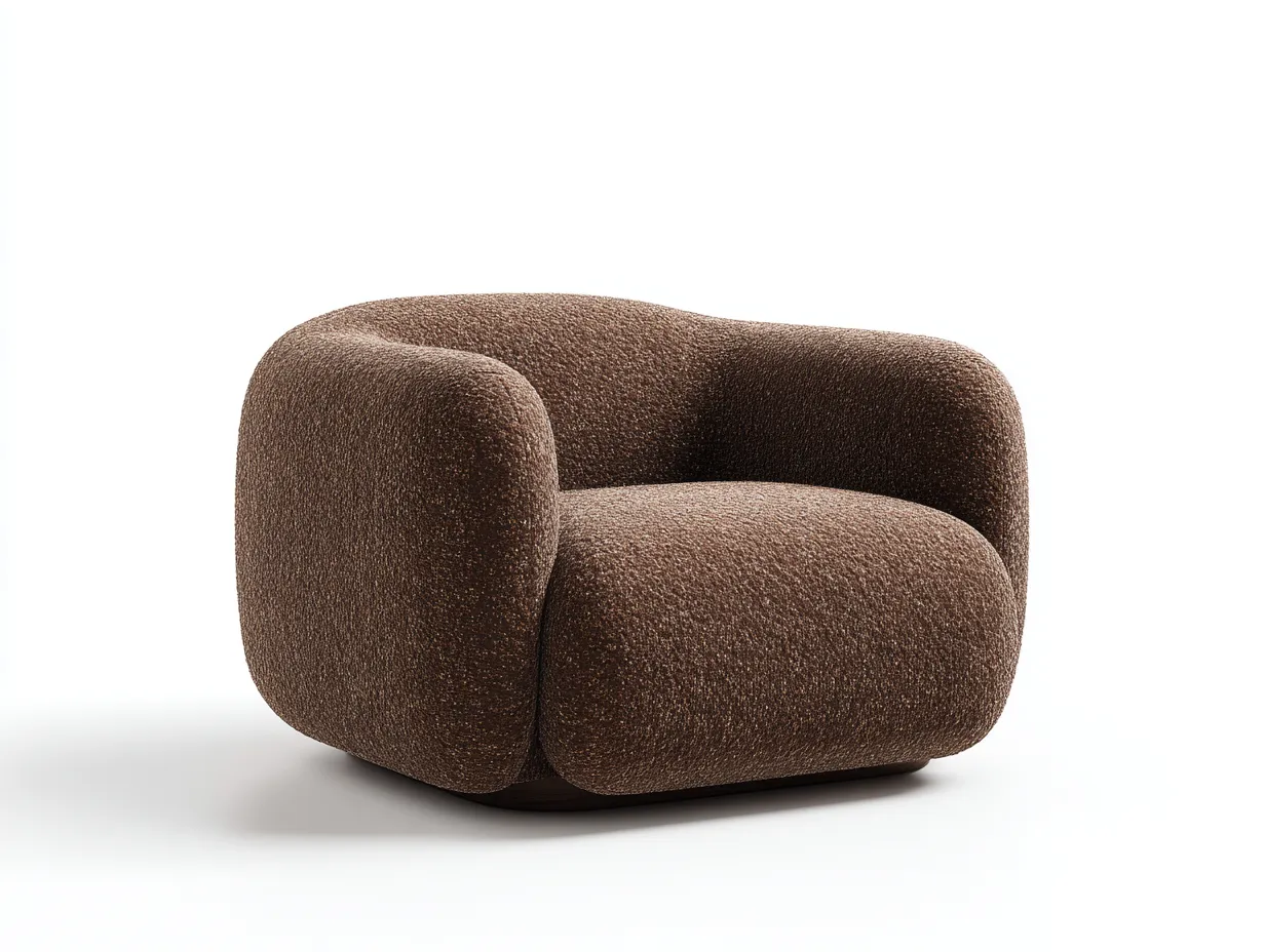 Sessel Bouclé Stoff 78 x 80 x75 cm - braun - für Wohnzimmer - modern kompakt mit Armlehnen-Narialanest