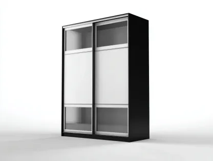 Kleiderschrank 165 x 62 x 220 cm - schwarz weiß - mit Glasdetails - für das Schlafzimmer - modern mit 2 Schiebetüren-Narialanest