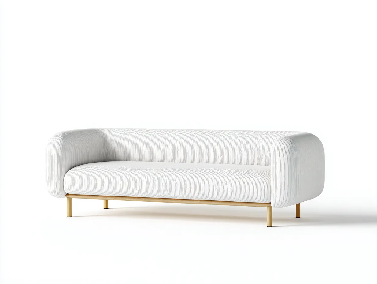 2-Sitzer Sofa Stoff 180 x 88 x 78 cm - cremeweiß - für Wohnzimmer - modern abgerundet mit Holzfüßen-Sodirodecor