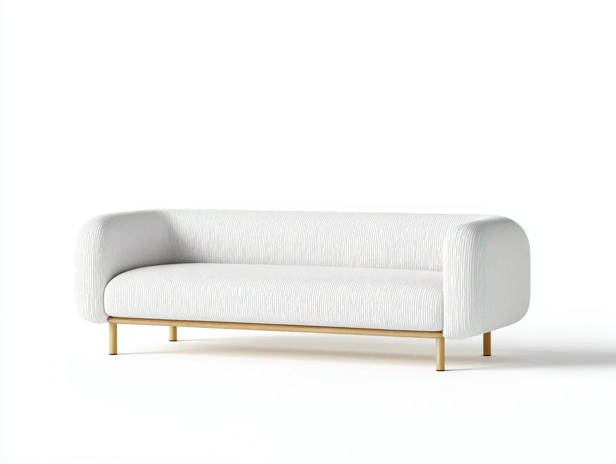 2-Sitzer Sofa Stoff 180 x 88 x 78 cm - cremeweiß - für Wohnzimmer - modern abgerundet mit Holzfüßen-Sodirodecor