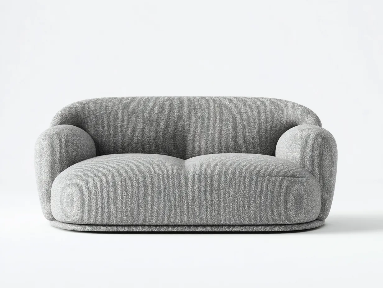 2-Sitzer Sofa aus Boucléstoff 160 x 96 x 74 cm - hellgrau - für das Wohnzimmer - modern mit gerundeter Form-Sodirodecor