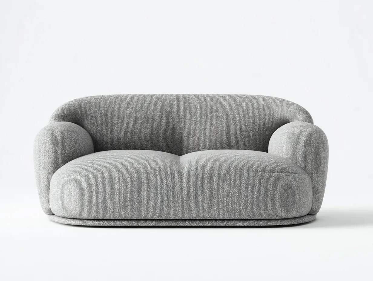 2-Sitzer Sofa aus Boucléstoff 160 x 96 x 74 cm - hellgrau - für das Wohnzimmer - modern mit gerundeter Form-Sodirodecor