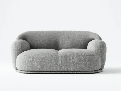 2-Sitzer Sofa aus Boucléstoff 160 x 96 x 74 cm - hellgrau - für das Wohnzimmer - modern mit gerundeter Form-Sodirodecor