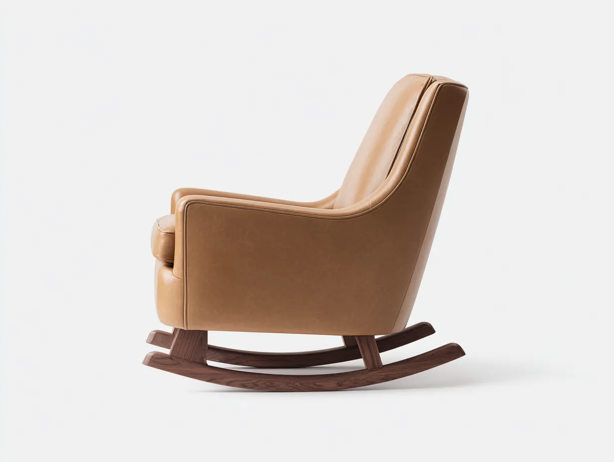 Schaukelstuhl Kunstleder 73 x 94 x 101 cm - camelbraun - für Wohnzimmer - modern mit Holzgestell-Sodirodecor