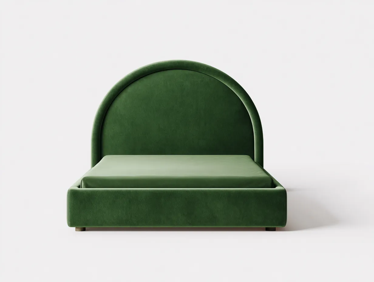 Doppelbett Samt 200 x 180 x 120 cm - grün - für Schlafzimmer - modern gepolstert mit bogenförmigem Kopfteil-Sodirodecor