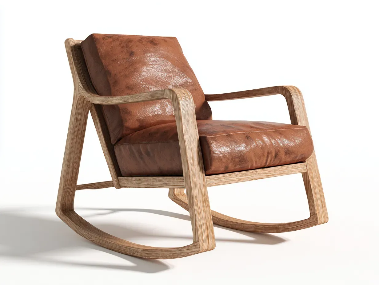 Schaukelstuhl Kunstleder 72 x 95 x 98 cm - cognacbraun - für Wohnzimmer - modern mit Holzgestell-Sodirodecor