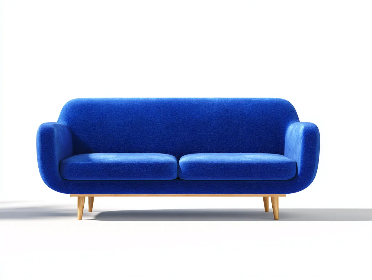 2-Sitzer Sofa Stoff 165 x 86 x 80 cm königsblau für Wohnzimmer - modern abgerundet mit Holzfüßen-Sodirodecor