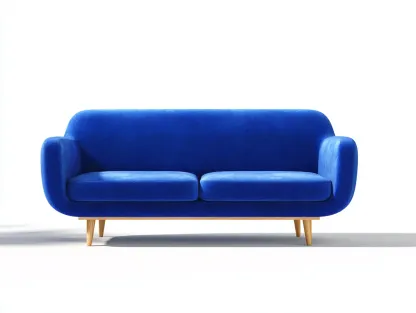 2-Sitzer Sofa Stoff 165 x 86 x 80 cm königsblau für Wohnzimmer - modern abgerundet mit Holzfüßen-Sodirodecor
