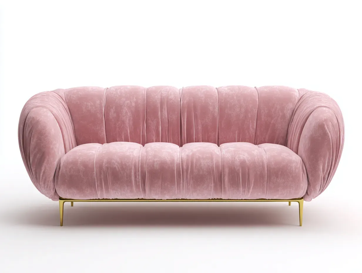 2-Sitzer Sofa aus Samtstoff 175 x 92 x 80 cm - rosa - für das Wohnzimmer - modern gepolstert mit goldfarbenem Metallgestell-Sodirodecor