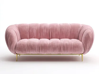 2-Sitzer Sofa aus Samtstoff 175 x 92 x 80 cm - rosa - für das Wohnzimmer - modern gepolstert mit goldfarbenem Metallgestell-Sodirodecor