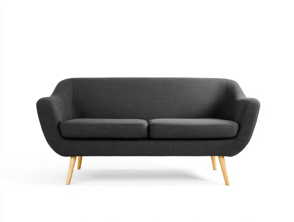 2-Sitzer Sofa Stoff 165 x 85 x 82 cm - dunkelgrau - für Wohnzimmer - modern geschwungen mit Holzfüßen-Sodirodecor