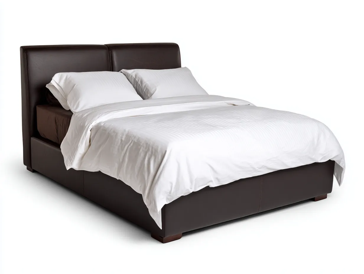 Doppelbett Polsterbett in Lederoptik 200 x 180 x 112 cm - dunkelbraun - für das Schlafzimmer - modern mit hohem Kopfteil-Sodirodecor