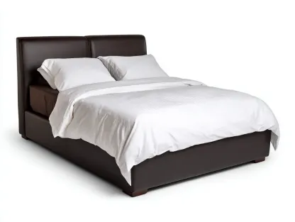 Doppelbett Polsterbett in Lederoptik 200 x 180 x 112 cm - dunkelbraun - für das Schlafzimmer - modern mit hohem Kopfteil-Sodirodecor