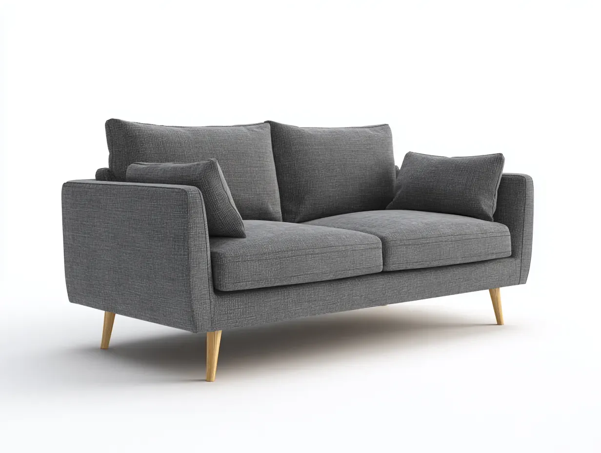 2-Sitzer Sofa Stoff 165 x 87 x 84 cm - grau - für Wohnzimmer - modern mit Holzfüßen-Sodirodecor