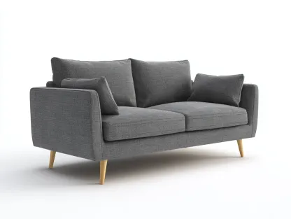 2-Sitzer Sofa Stoff 165 x 87 x 84 cm - grau - für Wohnzimmer - modern mit Holzfüßen-Sodirodecor