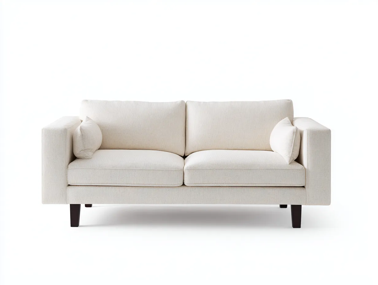 2-Sitzer Sofa aus Strukturstoff 165 x 88 x 84 cm - cremeweiß - für das Wohnzimmer - modern mit kantigen Armlehnen-Sodirodecor