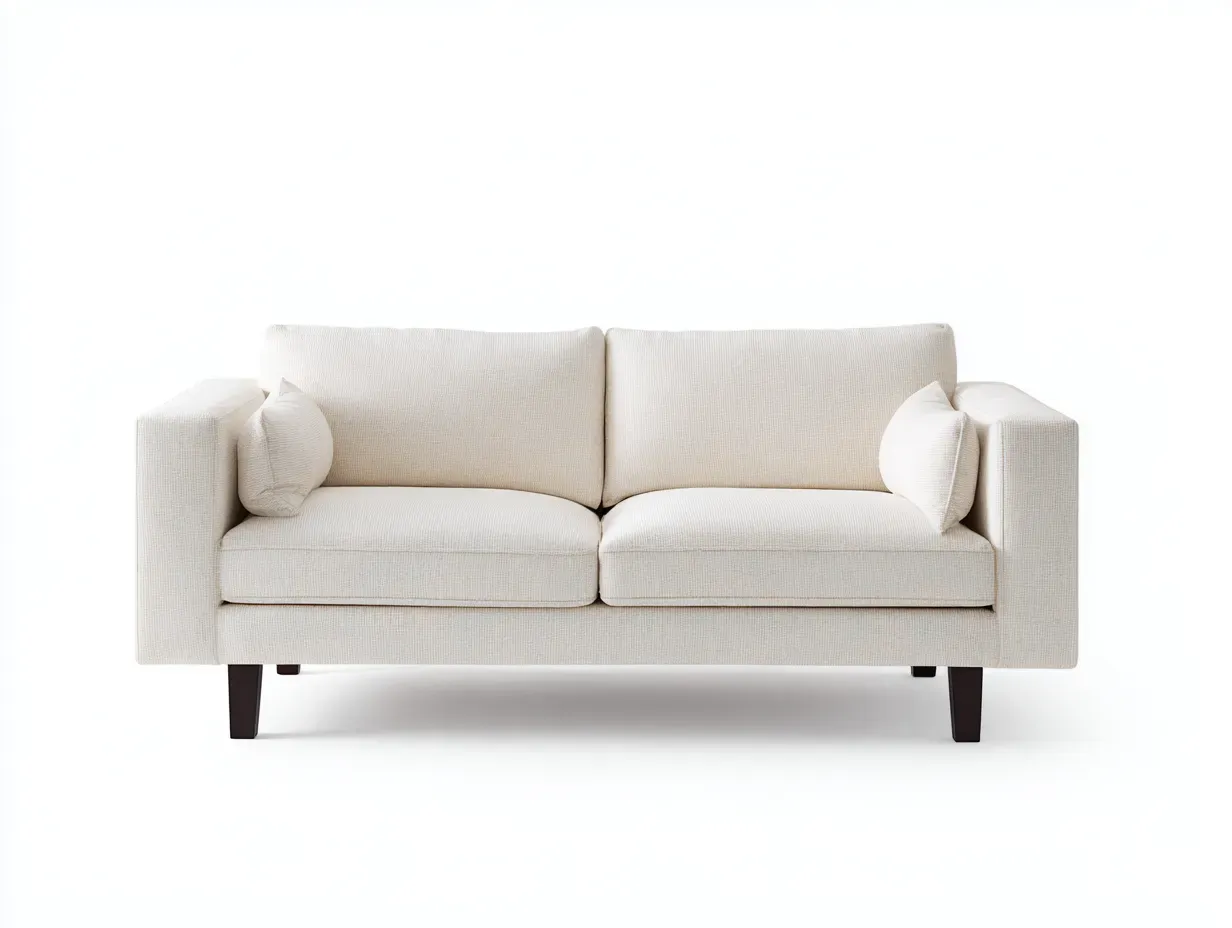 2-Sitzer Sofa aus Strukturstoff 165 x 88 x 84 cm - cremeweiß - für das Wohnzimmer - modern mit kantigen Armlehnen-Sodirodecor
